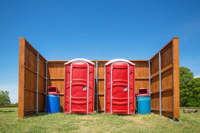 Short-term porta potty units staged for delivery in Beaufort, South Carolina